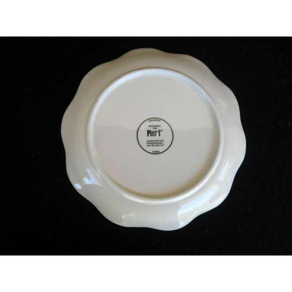 NWT Pier 1 Bunny Pals Salad Plate Bunny/Red Ribbon Cream Scalloped‎ Easter - Picture 2 of 2